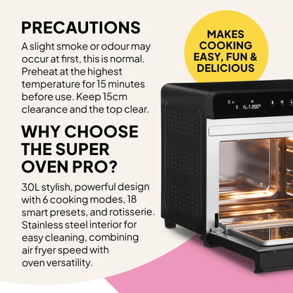 Fridja Super Oven Compact Digital Air Fryer Oven, Intelligent Presets, Powerful Convection Fan, Easy to Clean, Fast and Versatile, Stainless Steel Interior, Easier Cooking