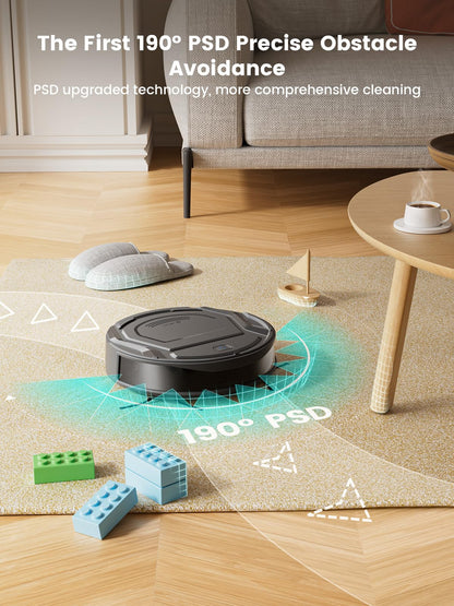 Lefant M210 Pro+ Robot Vacuum Cleaner - 4000Pa Strong Suction, PreciSense Obstacle Avoidance, Mini & Quiet, 200 Mins Runtime, Self-Charging, for Pet Hair/Hard Floors, Black