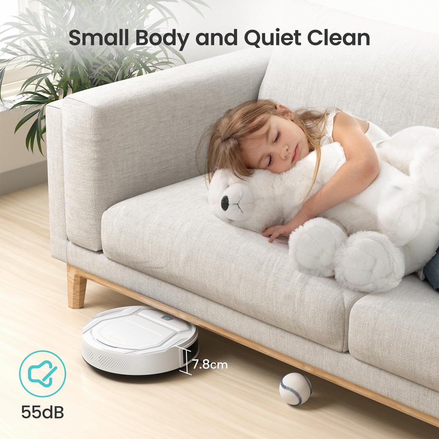 Lefant M210 Robot Vacuum Cleaner, 2200Pa Strong Suction, 7.8cm Thin 28cm DIA, Automatic Self-Charging Small Robotic Vacuums, Wi-Fi/App/Alexa Control, Ideal for Pet Hair Hard Floor and Carpet