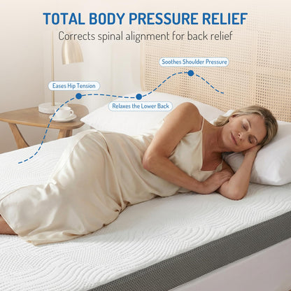 Degrees of Comfort 4 Inch Dual-Layer Memory Foam Mattress Topper, 10cm Thickness Mattress Topper Double Bed for Back Pain Relief with Anti-Slip Breathable Hypoallergic Cover, Double Size 135x190cm