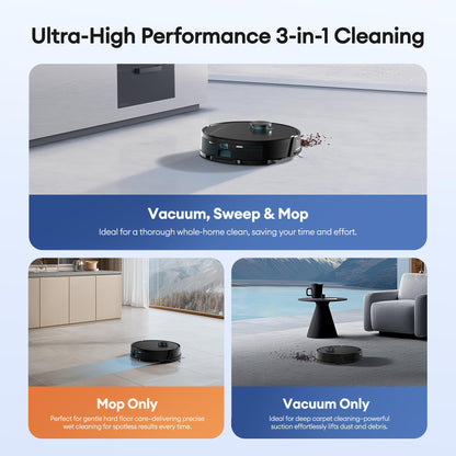 Ultenic Robot Vacuum Cleaner with Mop 8000Pa/200Mins, Precision LiDAR Navigation, 3 in 1 Sweep & Mop Robot,5 Maps, No-go Zone, App Control for All Floor, Carpet & Pet Hair