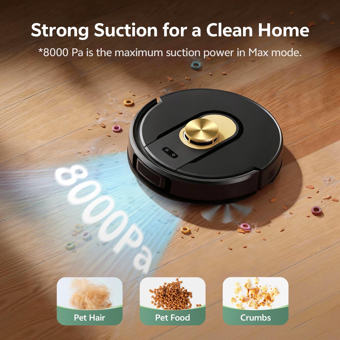 Vexilar W9 Robot Vacuum Cleaner with Mop,8000Pa Robotic Vacuum with LiDAR Navigation,15 No-go Zones, 150 Min Max Runtime, App Control, 3-in-1 Sweep and Mop Robot for Pet Hair, Carpet and Hard Floors