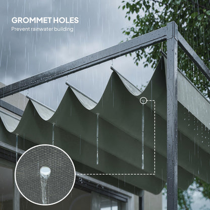 Outsunny 3 x 2m Metal Outdoor Pergola with Retractable Roof, Outdoor Gazebo Canopy Shelter with Drainage Holes for Garden, Patio, Lawn, Grey