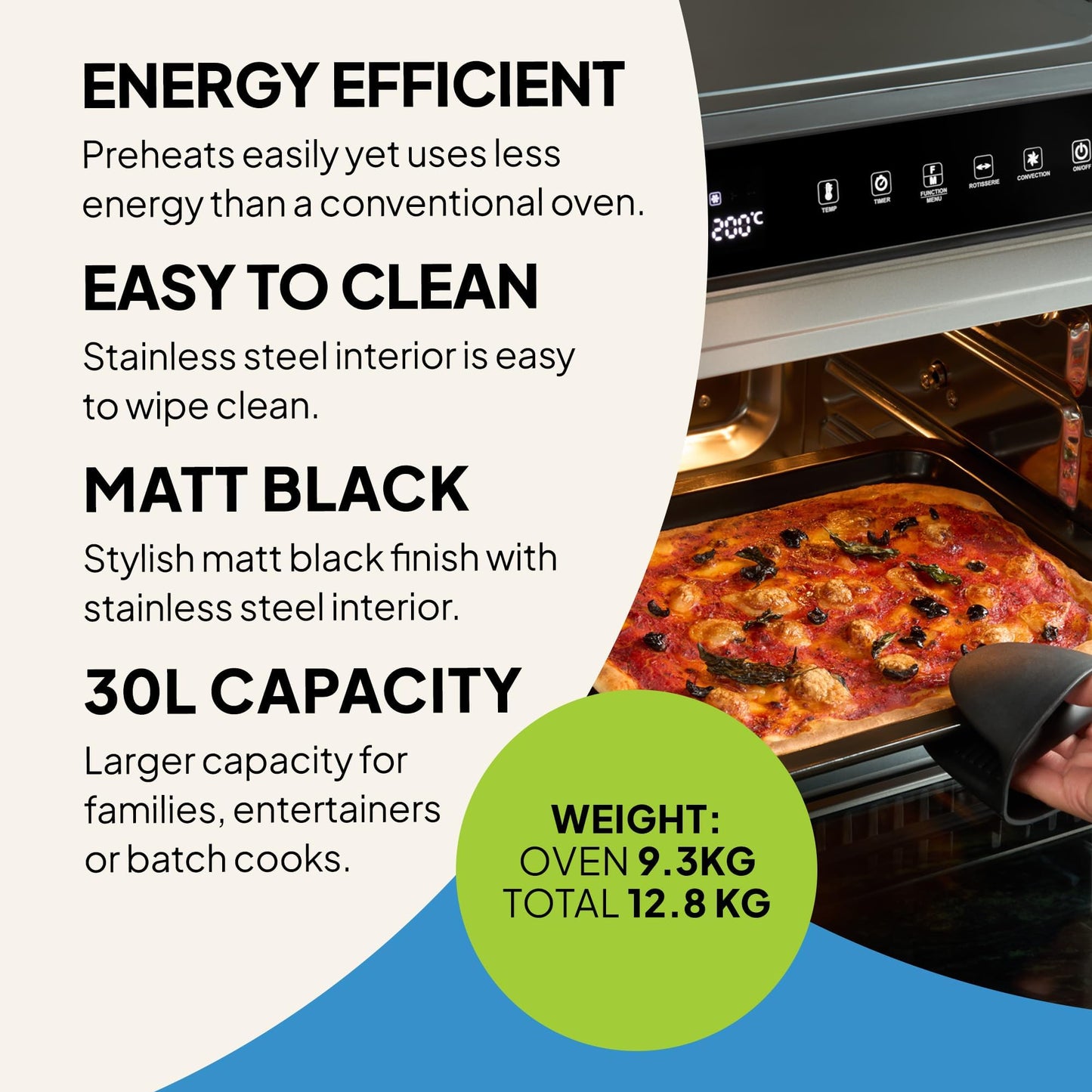 Fridja Super Oven Compact Digital Air Fryer Oven, Intelligent Presets, Powerful Convection Fan, Easy to Clean, Fast and Versatile, Stainless Steel Interior, Easier Cooking