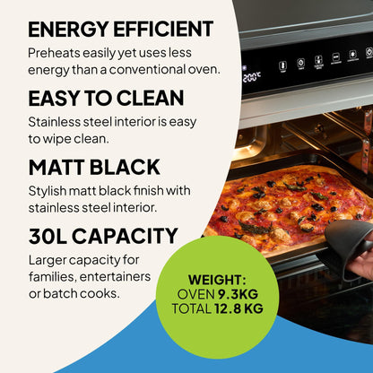 Fridja Super Oven Compact Digital Air Fryer Oven, Intelligent Presets, Powerful Convection Fan, Easy to Clean, Fast and Versatile, Stainless Steel Interior, Easier Cooking
