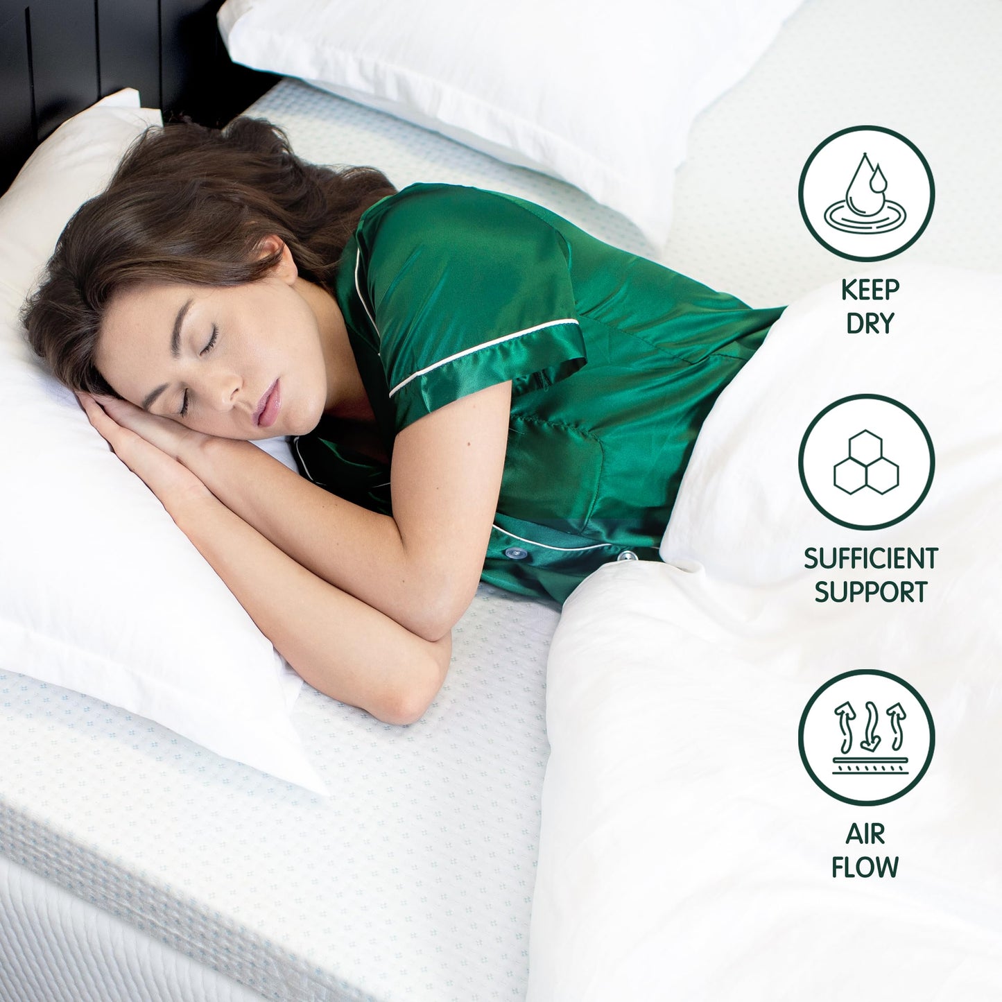 CHUN YI 3 inch Thick Double Memory Foam Mattress Topper With Anti-Slip Ventilated Hypoallergic Bamboo Cover, Soft Flexible Memory Foam Design For Pressure Relieving(7.5cm,135x190cm),White