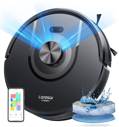 Laresar Clean Robot Vacuum and Mop, 8000Pa Suction, 180Min Runtime, Robotic Vacuum Cleaner with Lidar Navigation Mapping, APP/Voice Control, Ideal for Pet Hair, Carpet and Hard Floors, Mars01