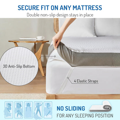 Degrees of Comfort 4 Inch Dual-Layer Memory Foam Mattress Topper, 10cm Thickness Mattress Topper Double Bed for Back Pain Relief with Anti-Slip Breathable Hypoallergic Cover, Double Size 135x190cm