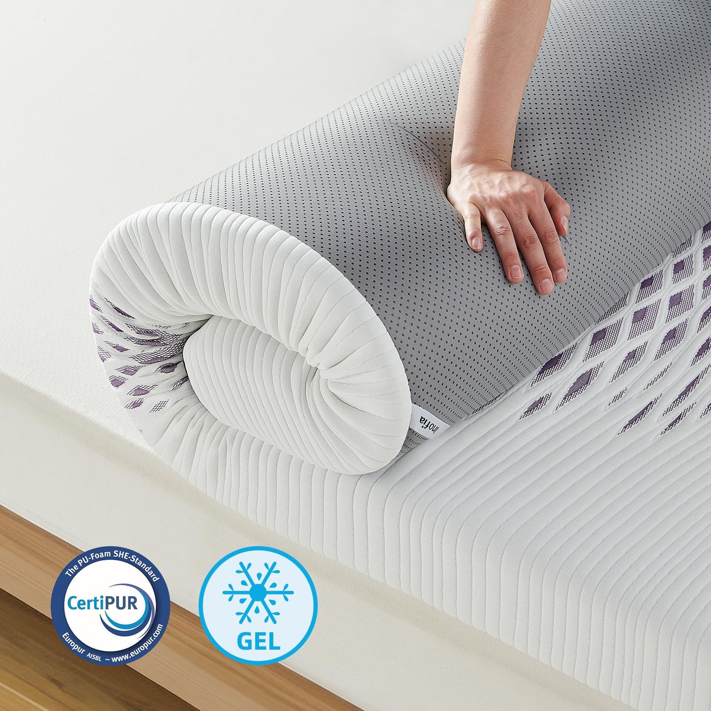 Inofia Gel Memory Foam Mattress Topper Double, 8CM GELEX Bed Topper with Washable Cover, Pressure Relief | Sleep Cooler, 2 Layer Foam for Rest Easy, 100-Night Home Trail (135x190x8cm)