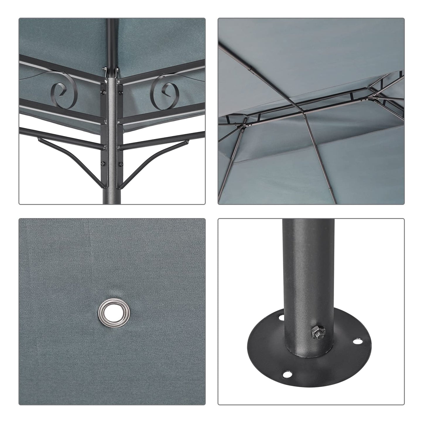 Mondeer Garden Gazebo 3x4m, Heavy Duty Patio Pavilion with Double Tier Roof and Curtains Sidewalls, Metal Frame, Luxury Modern Style, Grey