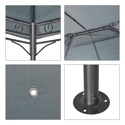 Mondeer Garden Gazebo 3x4m, Heavy Duty Patio Pavilion with Double Tier Roof and Curtains Sidewalls, Metal Frame, Luxury Modern Style, Grey