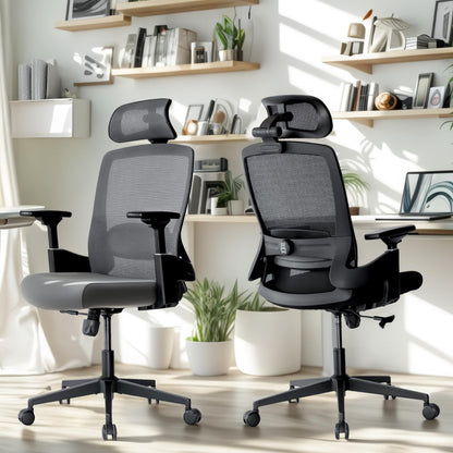 Realm of Thrones AVALON Ergonomic Office Chair for Home, Gaming Desk Chair, 3D Headrest/High Back Mesh/Comfort Cushion Seat/3D Armrests/Adjustable Lumbar Support/Heavy Duty Steel Base (Black)