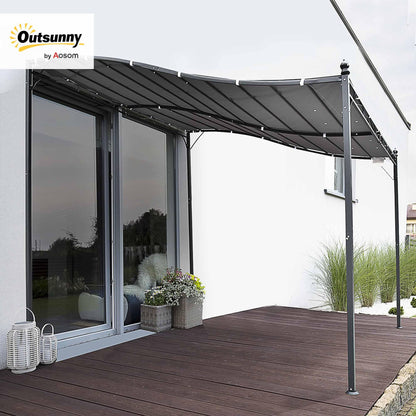 Outsunny 3 x 3(m) Pergola Gazebo Metal Frame Elegant Scrolling Weather-Resistant Canopy Sun Rain Shade Garden Outdoor Shelter, Grey