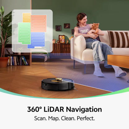 Vexilar W9 Robot Vacuum Cleaner with Mop,8000Pa Robotic Vacuum with LiDAR Navigation,15 No-go Zones, 150 Min Max Runtime, App Control, 3-in-1 Sweep and Mop Robot for Pet Hair, Carpet and Hard Floors