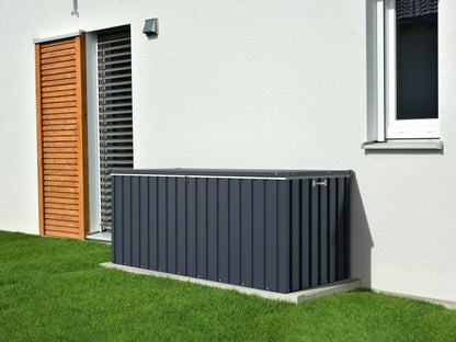 Duramax DH 1.7 Metal Cushion Box (770 L) with Hydraulic Gas Cylinder & Padlock Eye, Garden Furniture Storage, Outdoor Storage Container, Weather-Resistant Furniture Patio Deck Box, Anthracite
