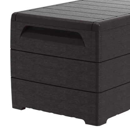 Duramax Cedargrain Durabox 416 Litre/ 110 Gallons, Outdoor Plastic Deck Box and Garden Furniture Organizer, Woodgrain Texture, Lockable Plastic Cushion Box with gas cylinder, Dark Brown